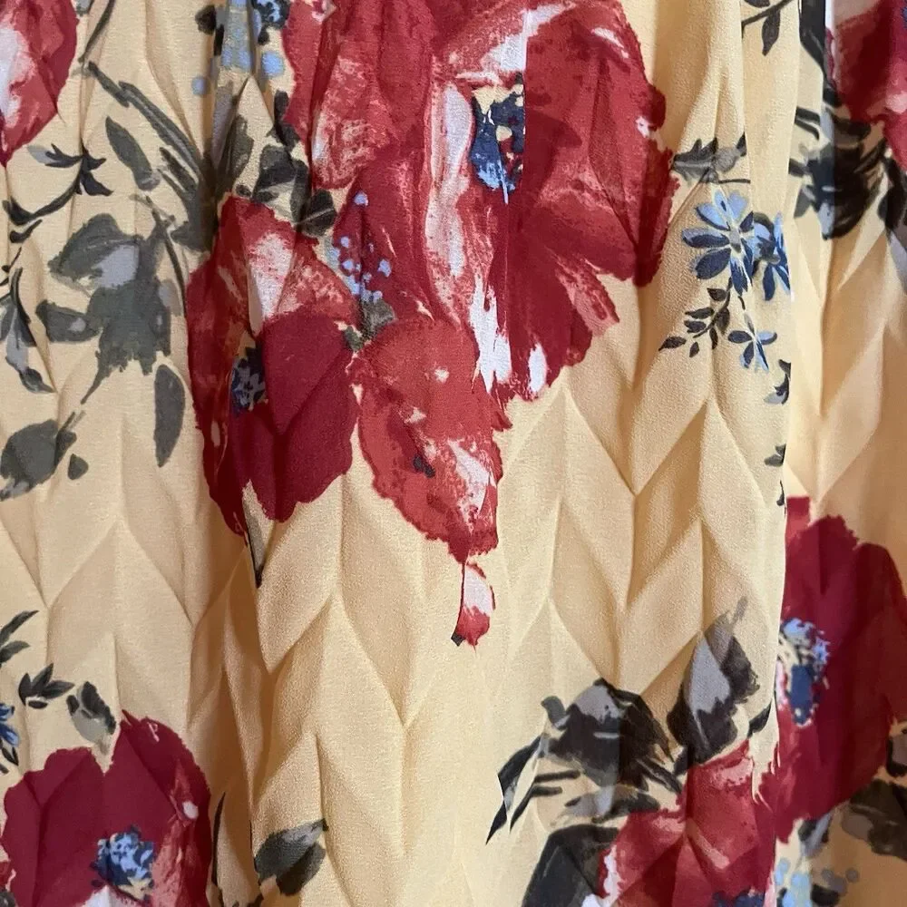 Abercrombie & Fitch Pleated Halter Maxi Dress, Yellow Floral, Empire Waist SZ XS - Picture 8 of 16
